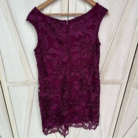 💋LAUREN RALPH LAUREN NEW Women's fuchsia Purple Lace Sleeveless Sheath Dress 12 - Picture 6 of 10